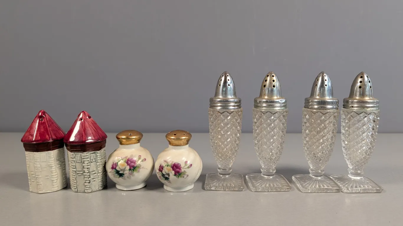 Mixed Lot of Ceramic and Glass Salt & Pepper Shakers (8 Pc)