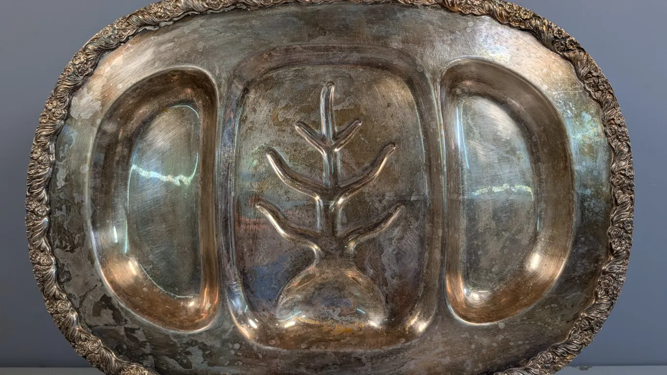 F.B. Rogers Silver on Copper Divided Serving Platter