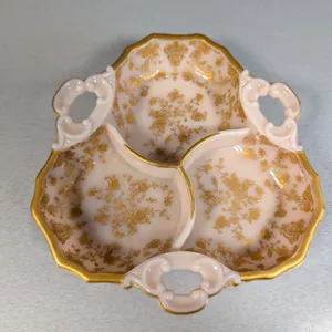 Milk Glass Divided Dish with Gold Trim