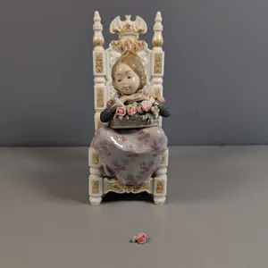 Lladro "Girl with Flowers" Figurine on Chair