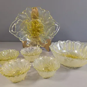 Iridescent Yellow Glass Bowl Set