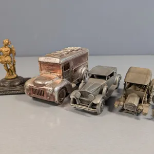 Metal Vehicle Collectibles with Cast Iron Figural Base