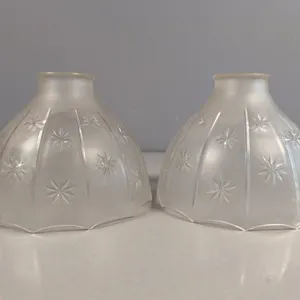 Pair Frosted Starburst Glass Lamp Shades