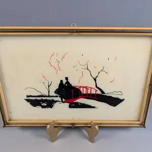 Japanese Silhouette Bridge Scene Serving Tray