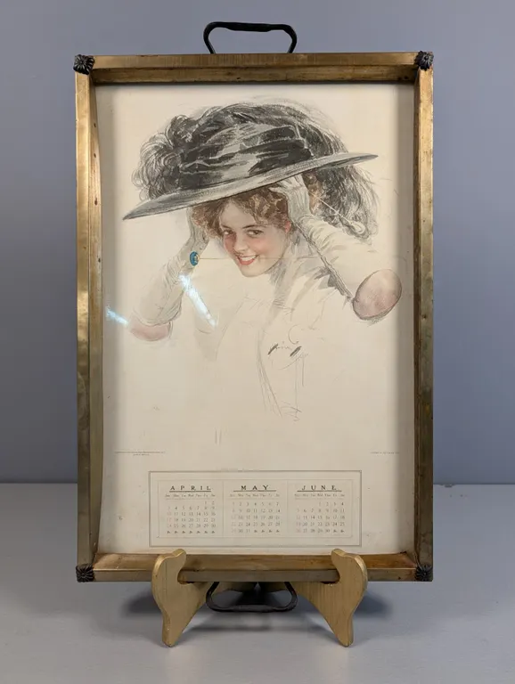 1909 Harrison Fisher Calendar Tray Art Print