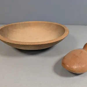Primitive Wooden Bowl and Pestle