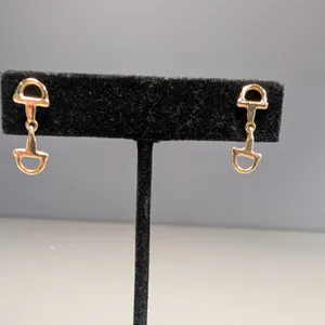 14k Gold Horse Bit Design Earrings