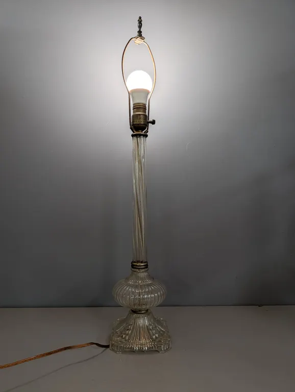 Clear Glass Ribbed Table Lamp