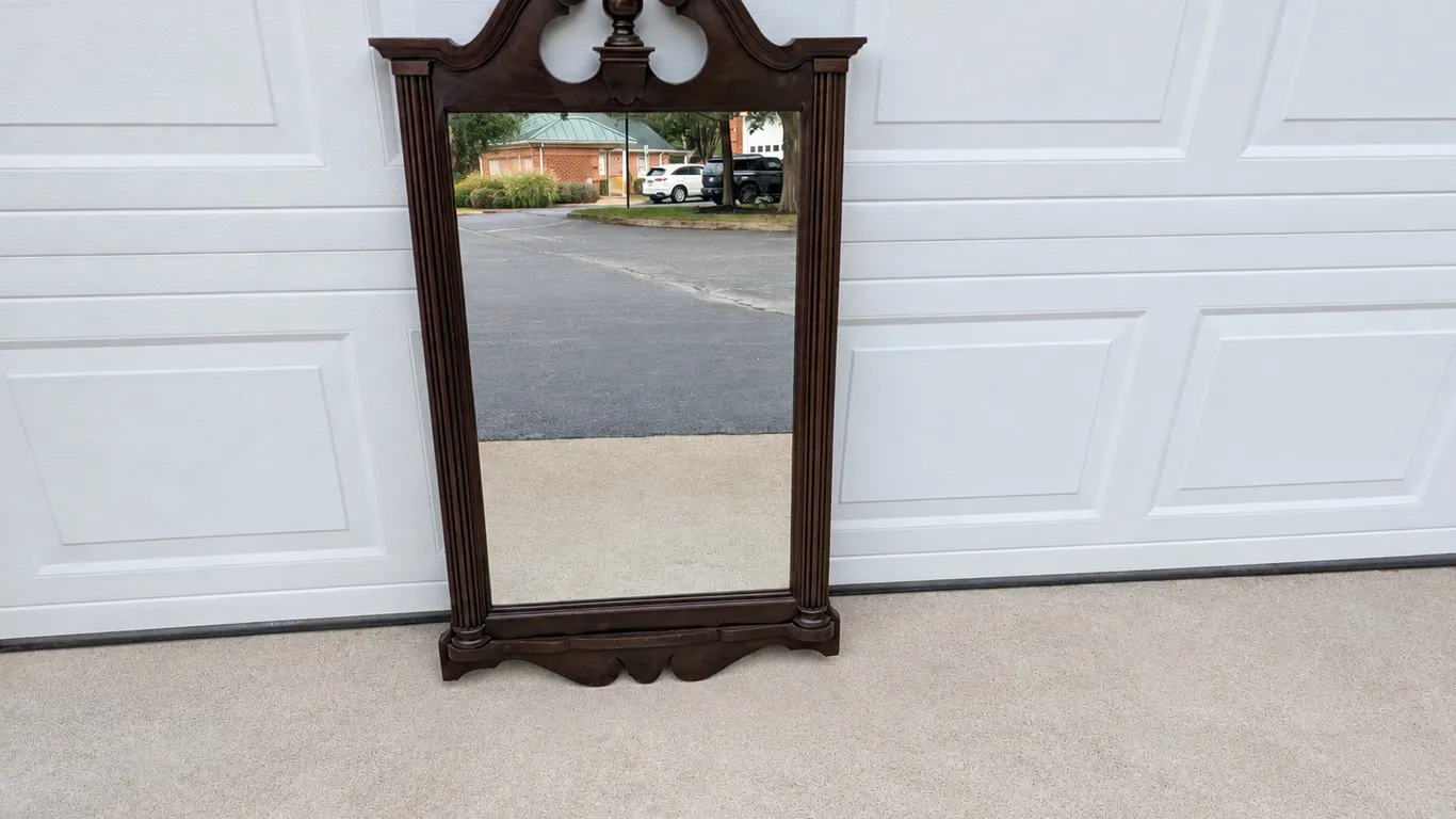 Ornate Dark Wood Wall Mirror