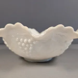 Milk Glass Grape Motif Bowl