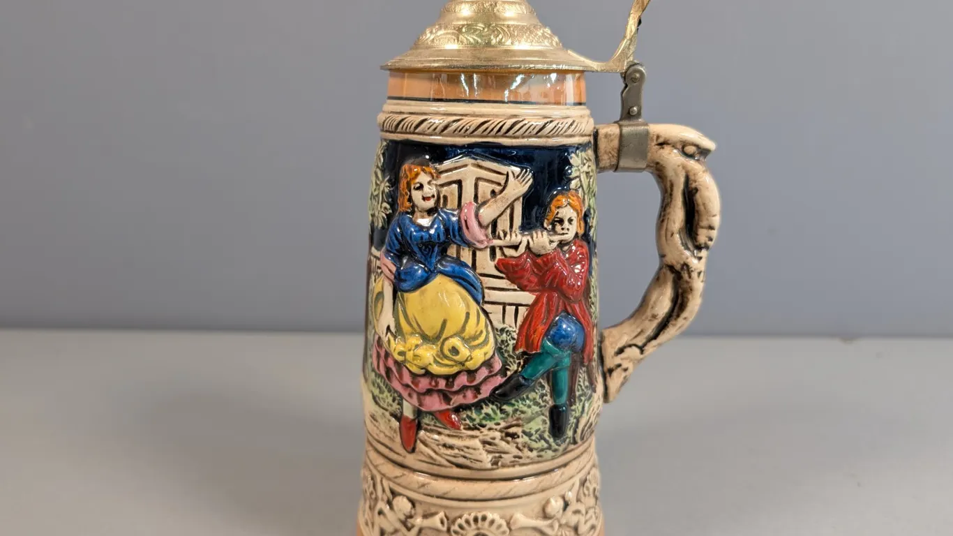 Ceramic German Style Beer Stein with Lid