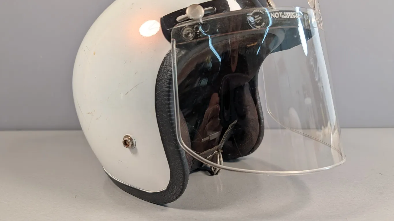 White Motorcycle Helmet with Visor