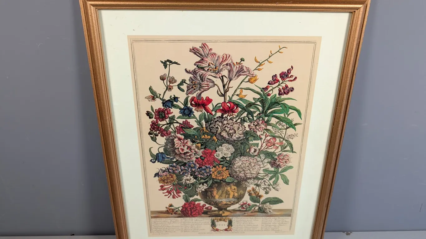 Robert Furber 1730 "July" Floral Engraving