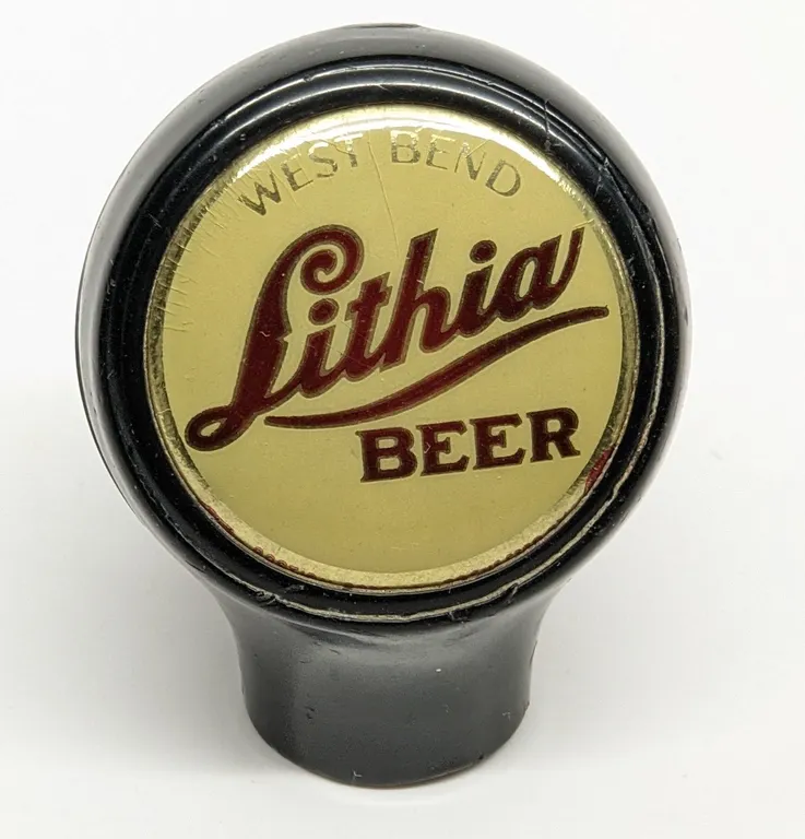 BALL TAP KNOB HANDLE WEST BEND LITHIA BEER WISCONSIN (BASTIAN BROS)