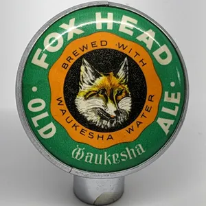 BALL TAP KNOB HANDLE FOX HEAD OLD ALE BEER WAUKESHA WISCONSIN (TIN CAN STYLE)