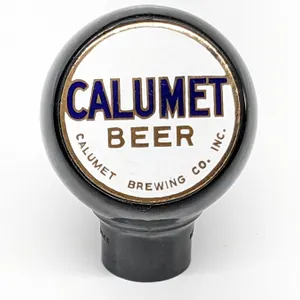 BALL TAP KNOB HANDLE CALUMET BEER CHILTON WISCONSIN (GREEN DUCK)