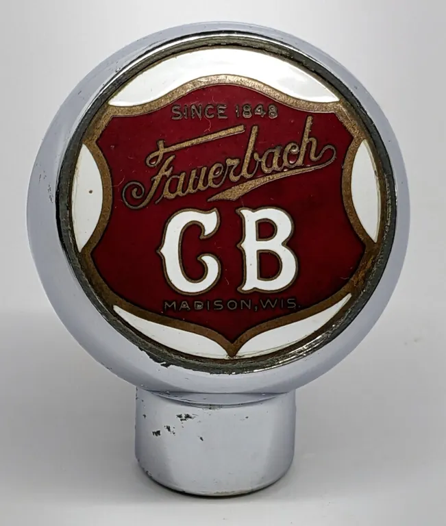 BALL TAP KNOB HANDLE FAUERBACH CB CENTENIAL BEER MADISON WISCONSIN (ROBBINS)