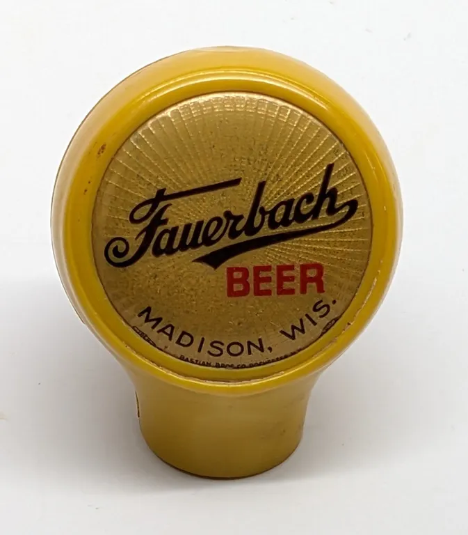 BALL TAP KNOB HANDLE FAUERBACH BEER MADISON WISCONSIN (BASTIAN BROS)