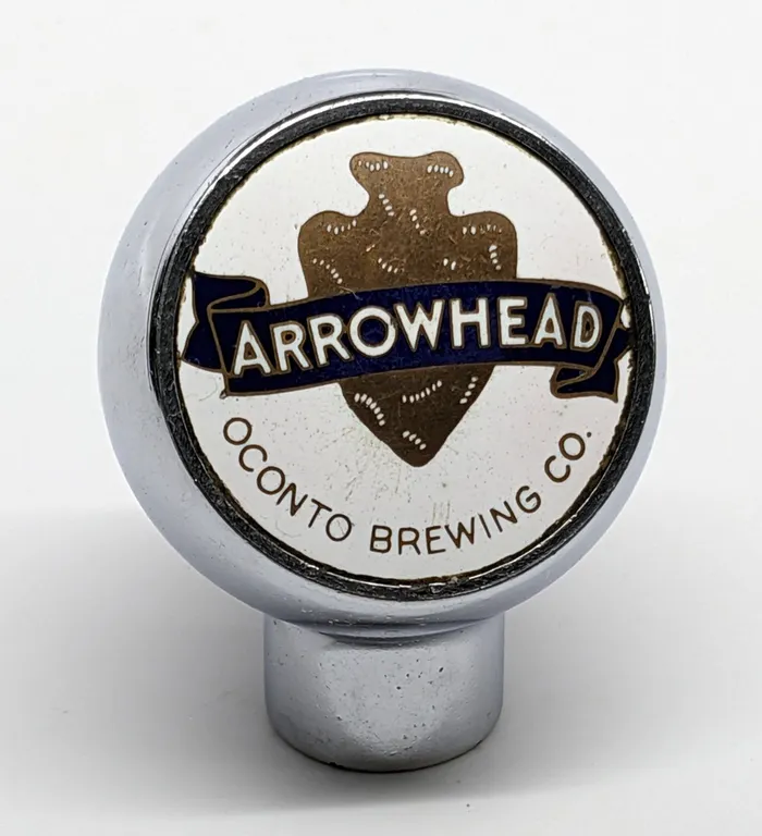 BALL TAP KNOB HANDLE ARROWHEAD BEER OCONTO BREWING WISCONSIN (ROBBINS)
