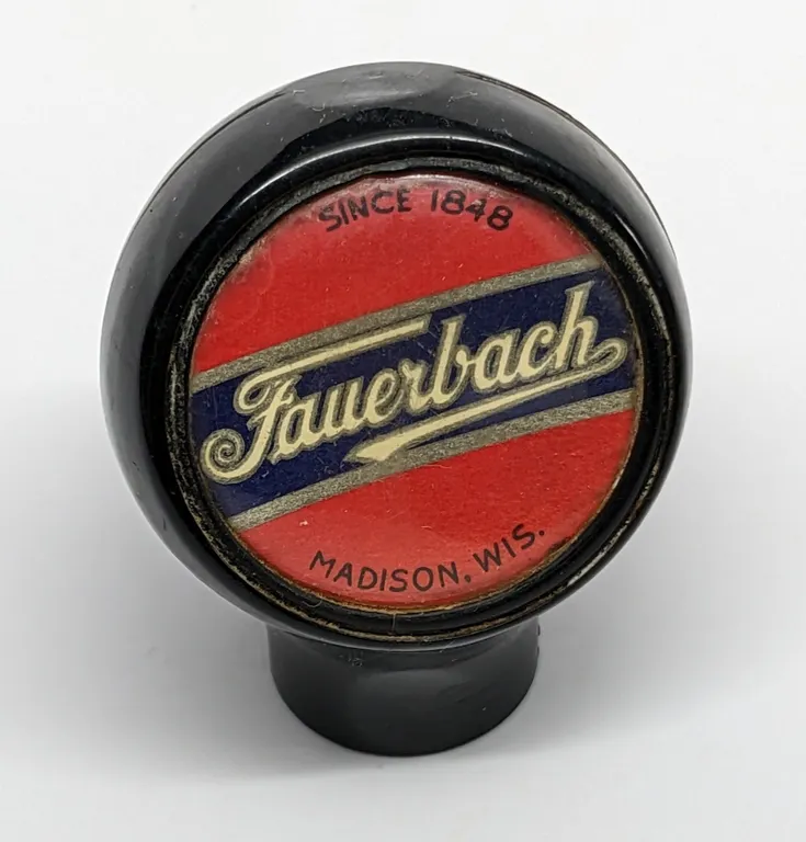 BALL TAP KNOB HANDLE FAUERBACH BEER MADISON WISCONSIN (BASTIAN BROS)