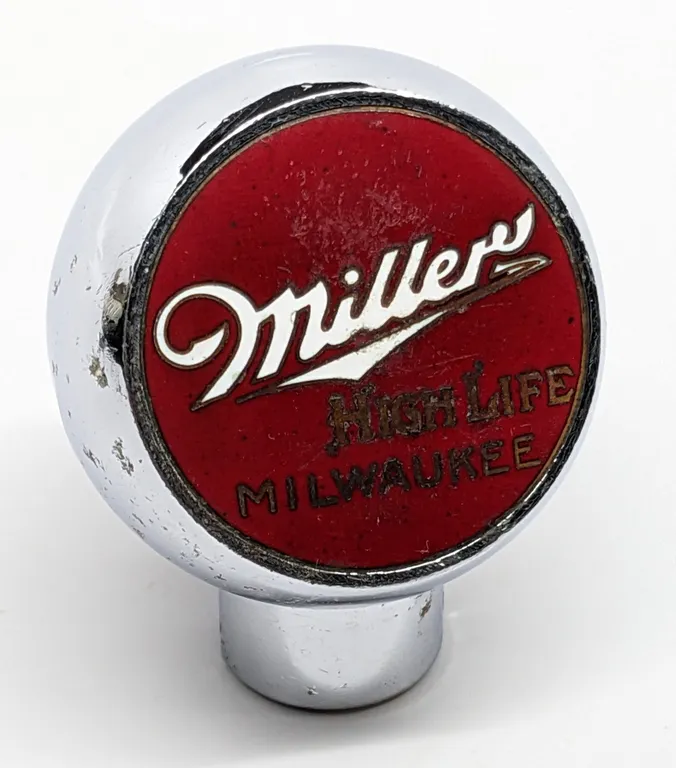 BALL TAP KNOB HANDLE MILLER HIGH LIFE BEER MILWAUKE WISCONSIN (ROBBINS)