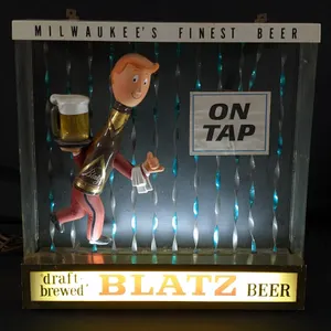 1964 BLATZ BEER RUNNING WAITER MOTION LIGHTED SIGN (ON TAP)