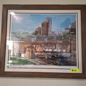 Lonnie Broden Mpls Skyline Framed Picture, Signed and Numbered, 29"x24"