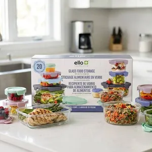 Ello Color Lock Glass Food Storage 20 Piece Set