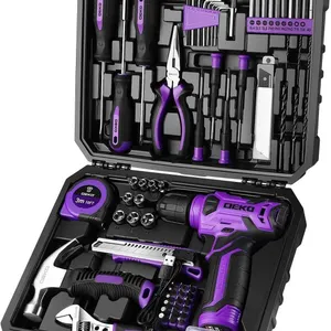 DEKOPRO Tool Set: Tool Kit with 8V Cordless Drill, Hand Toolbox with Storage case, Tool Set for Home