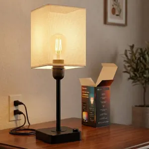 COZO USB Bedside Table Lamp With Charger Ports