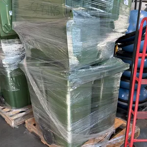 8 GREEN INDUSTRIAL HIGH-DENSITY PLASTIC MOBILE WASTE CONTAINMENT CONTAINER UNIT