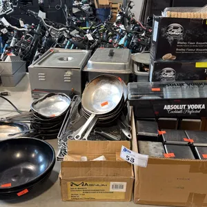 BLACK WOK, STAINLESS FRYING SKILLETS, SAUCEPANS, WIRE RACKS, LOAF PANS