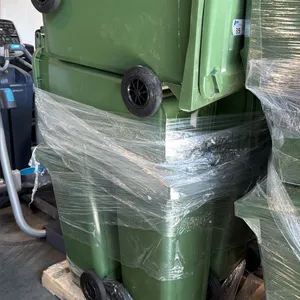 7 GREEN INDUSTRIAL HIGH-DENSITY PLASTIC MOBILE WASTE CONTAINMENT CONTAINER UNIT