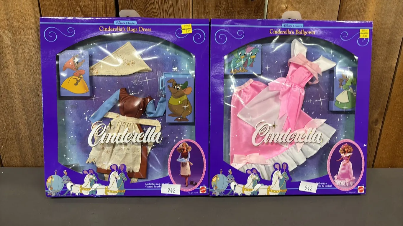 VINTAGE BARBIE CINDERELLA'S RAG DRESS & CINDERELLA'S BALL GOWN *IN ORIGINAL BOXES*