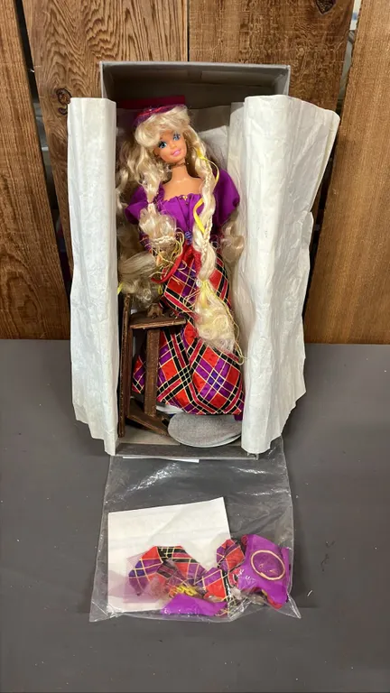 VINTAGE BARBIE IN CUSTOM PLAID DRESS