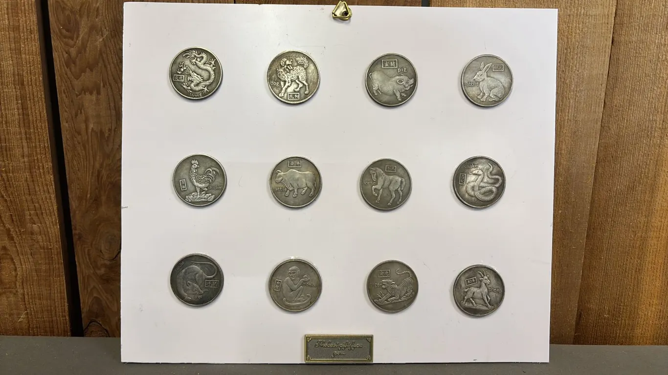 12 FRAMED ZODIAC COINS *AUTHENTICATION UNKNOWN*