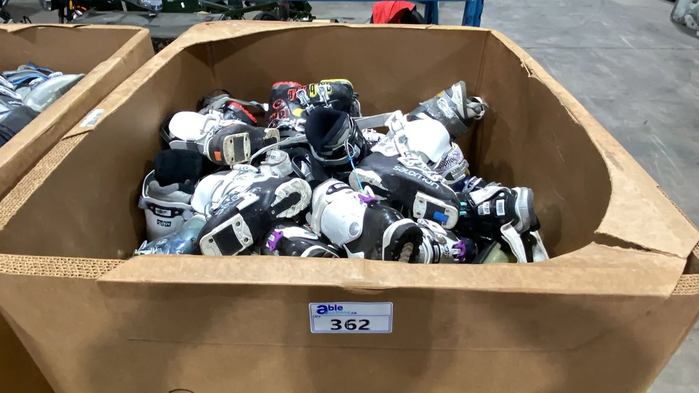 PALLET CRATE OF APPROXIMATELY 50 ASSORTED PAIRS OF SKI BOOTS *MUST TAKE ALL ON PALLET, PALLET CRATE