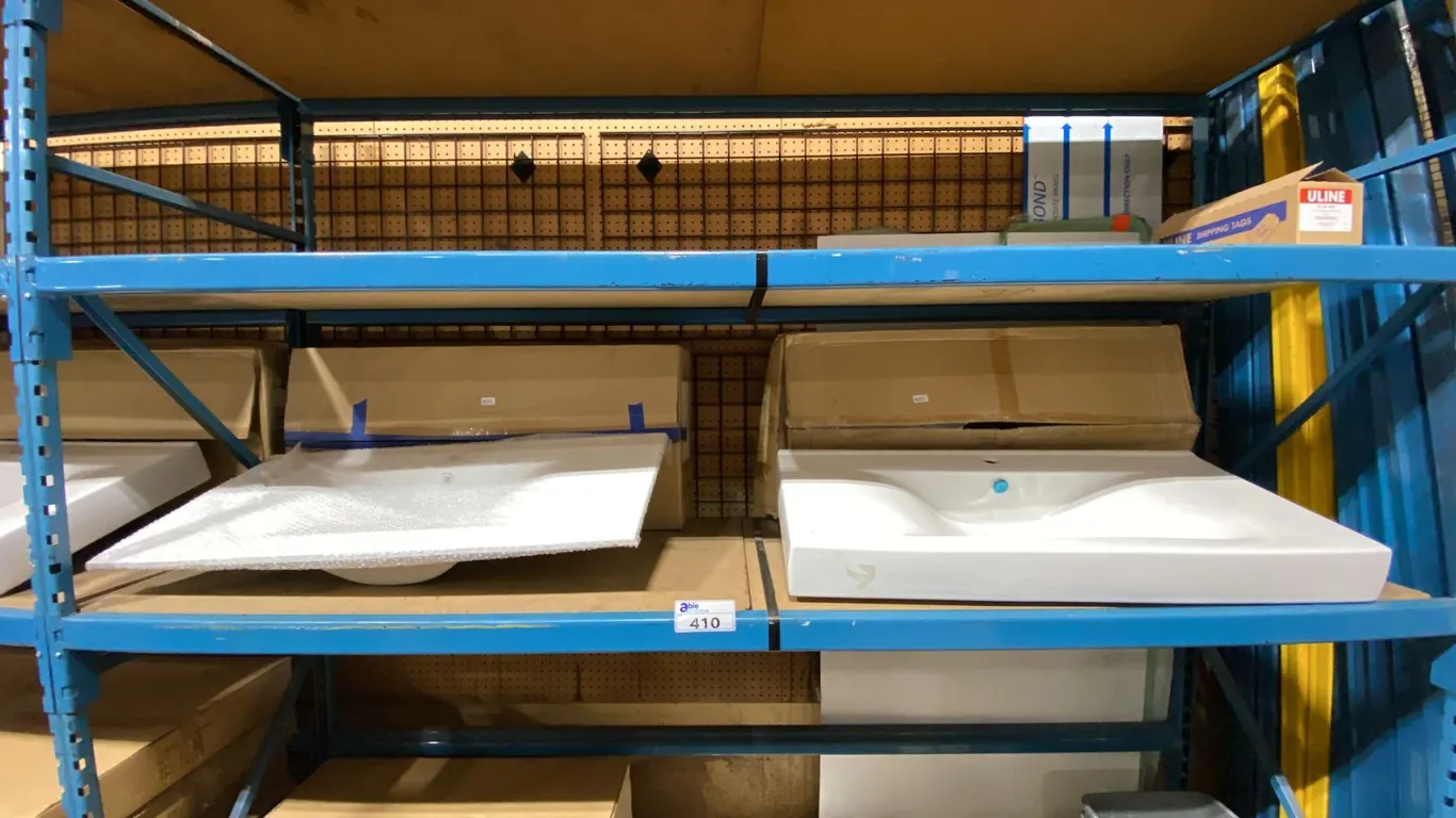 2 WHITE PORCELAIN SINKS APPROX 40" X 19" & 39.5" X 18"