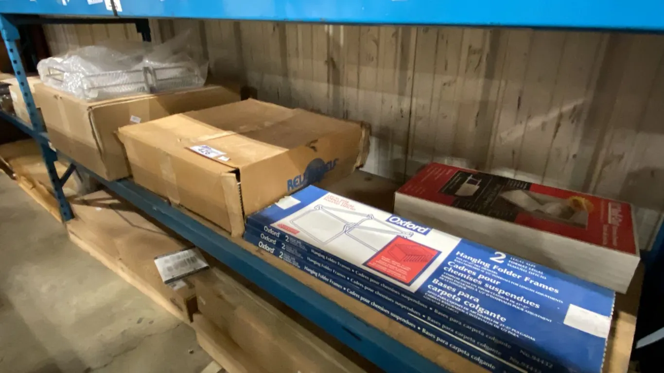 3 CASES OF HANGING FOLDER FRAMES, 11" ROLL OUT KITCHEN DRAWER, CASE OF 11 LARGE DRAWER ORGANIZERS,