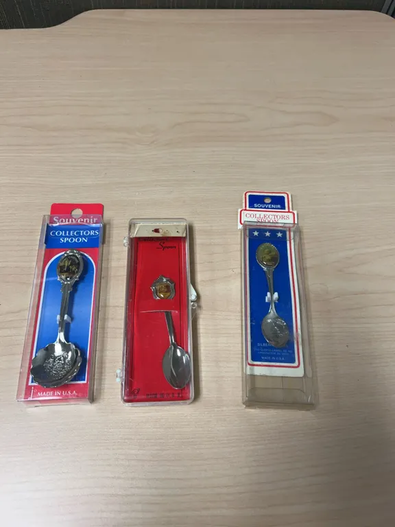 Three U.S. Souvenir Collector Spoons in Cases