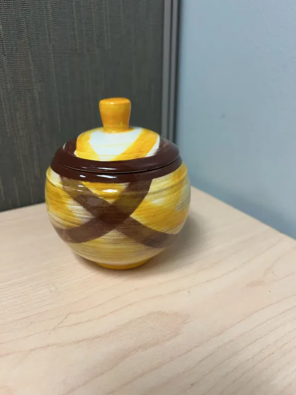 Vernon Kilns Hand Painted Covered Ceramic Jar California
