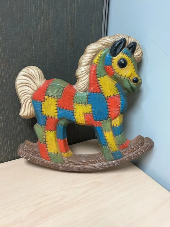 Colorful Patchwork Rocking Horse Wall Plaque Decor