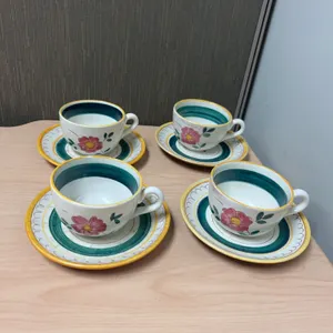 Stangl Terra Rose Garden Flower Cups and Saucers Set of Four