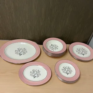 Homer Laughlin Cavalier Eggshell Pink Floral Dinnerware Set