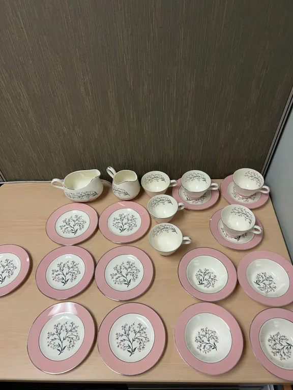 Homer Laughlin Eggshell Cavalier Pink Floral Dinnerware Set