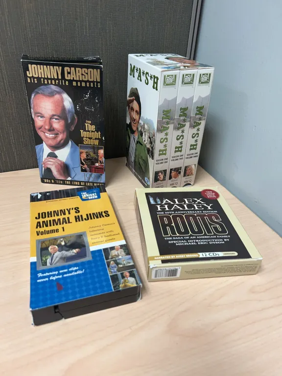 VHS and CD Sets Including M*A*S*H, Roots, Carson