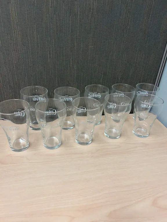 10 Coca-Cola Branded Clear Glass Tumblers