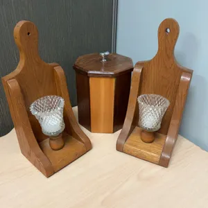Oak Wall Sconces and Handcrafted Wood Container