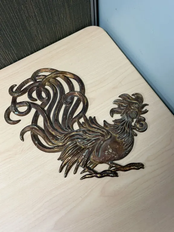 VERMAY Cast Metal Rooster Wall Decor Plaque USA
