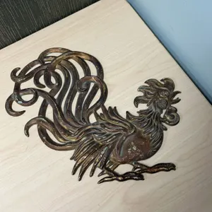 VERMAY Cast Metal Rooster Wall Decor Plaque USA